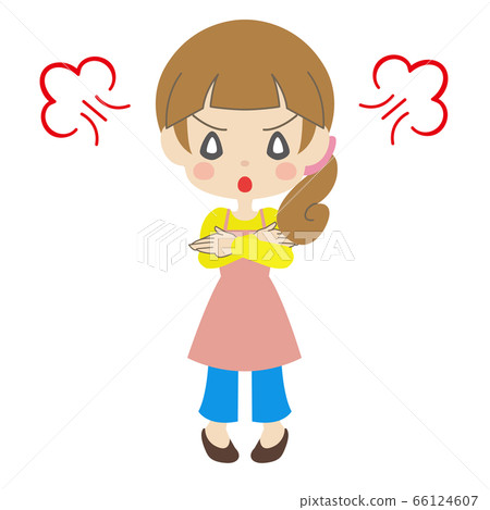 A woman wearing an apron with her arms folded - Stock Illustration ...