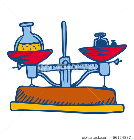 Chemistry balance tool icon, hand drawn style 66124887