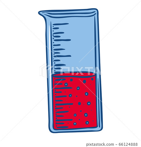 Red test tube icon, hand drawn style 66124888