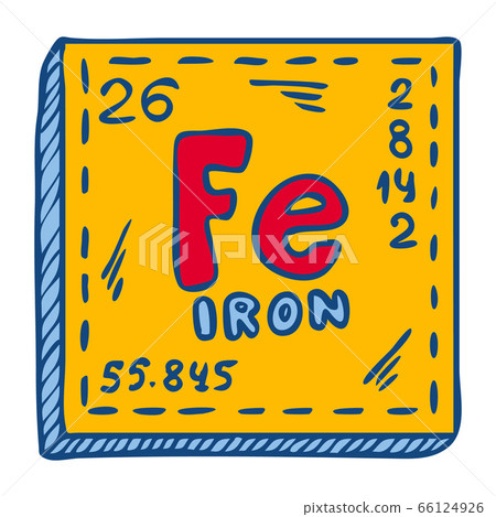 Chemical fe iron icon, hand drawn style 66124926