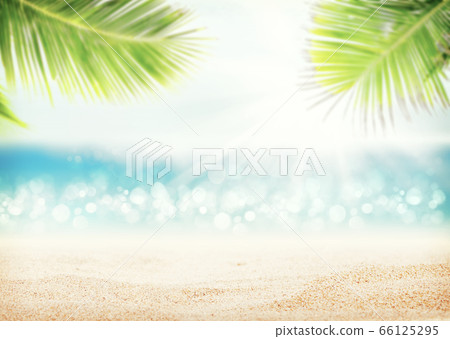 Summer tropical sea with sparkling waves, sand and 66125295