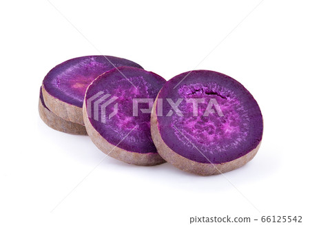 slice purple yams on isolated white background slice purple yams on isolated white background 66125542
