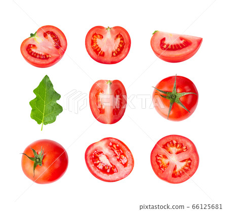 Fresh tomatoes on white background. Top view Fresh tomatoes on white background. Top view 66125681