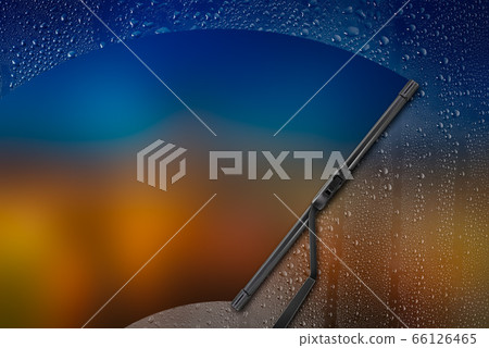 Car wiper with drop on glass 66126465