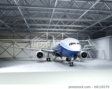Modern passenger airliner in the hangar. 66126579