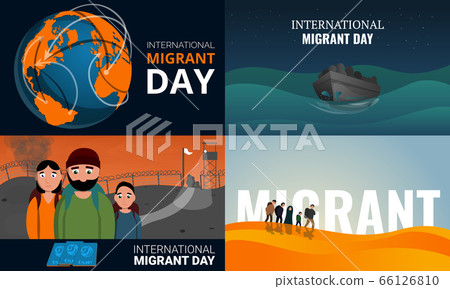 Migrant banner set, cartoon style Migrant banner set, cartoon style 66126810