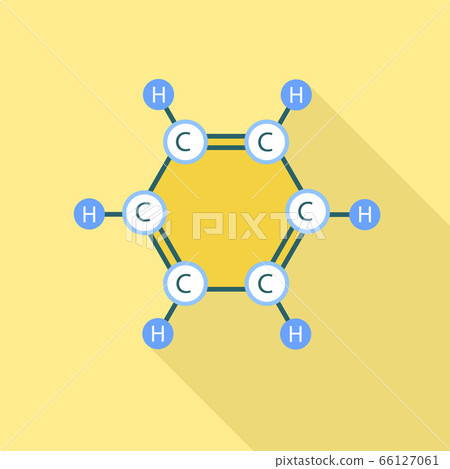 Benzene molecule icon, flat style 66127061