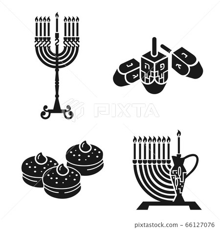 Hanukkah icon set, simple style 66127076