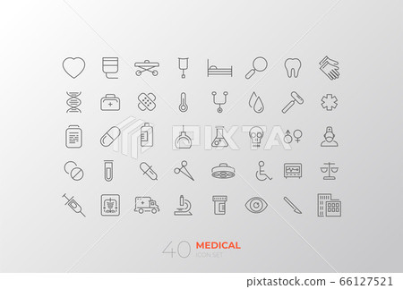 Line art simple Medical Icons Set for web and 66127521