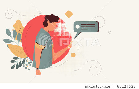 Man with gadgets - flat design style character 66127523