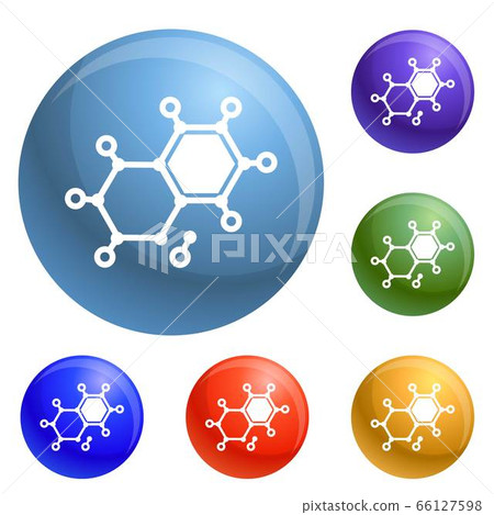Chemical element molecule icons set vector - Stock Illustration ...