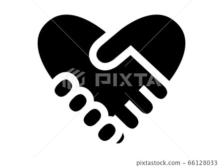 Handshake heart mark illustration icon logo black - Stock Illustration ...