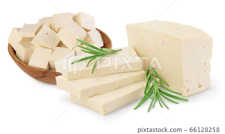 tofu cheese isolated on white background with clipping path and full depth of field, 66128258