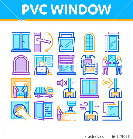 Pvc Window Frames Collection Icons Set Vector 66129038