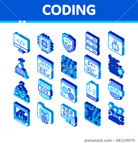 Coding System Vector Isometric Icons Set - Stock Illustration [66129079 ...