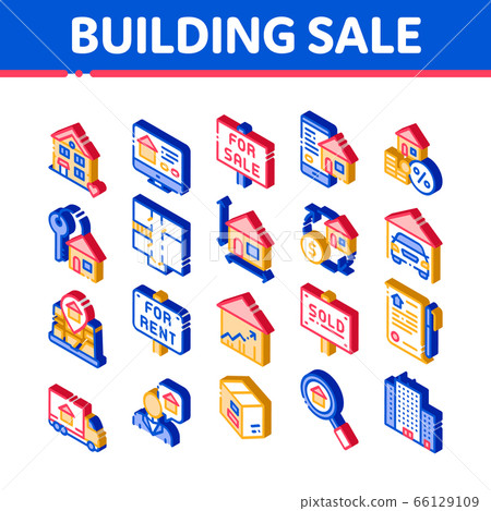 Building House Sale Vector Isometric Icons Set 66129109