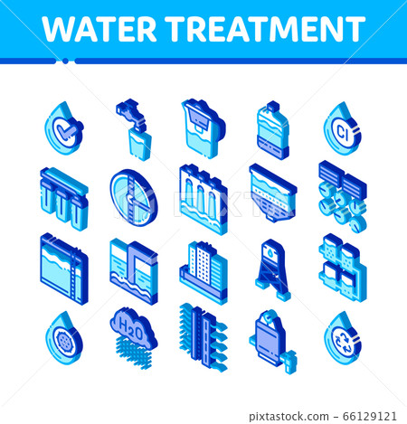 Water Treatment Items Vector Isometric Icons Set 66129121