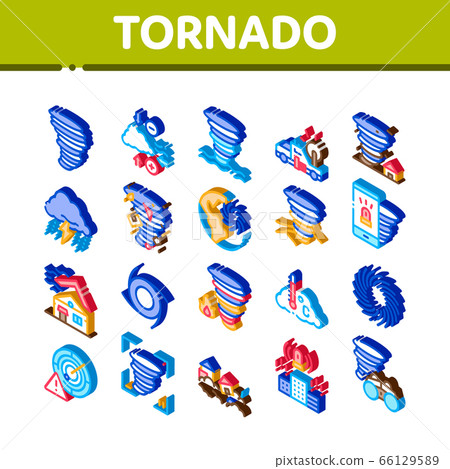 Tornado And Hurricane Isometric Icons Set Vector 66129589