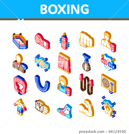 Boxing Sport Tool Isometric Icons Set Vector Boxing Sport Tool Isometric Icons Set Vector 66129590