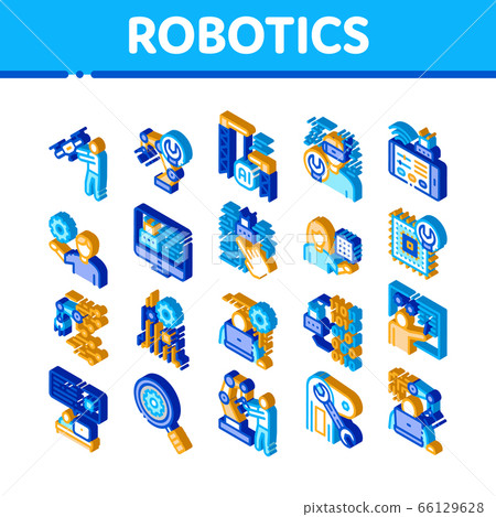 Robotics Master Isometric Icons Set Vector Robotics Master Isometric Icons Set Vector 66129628