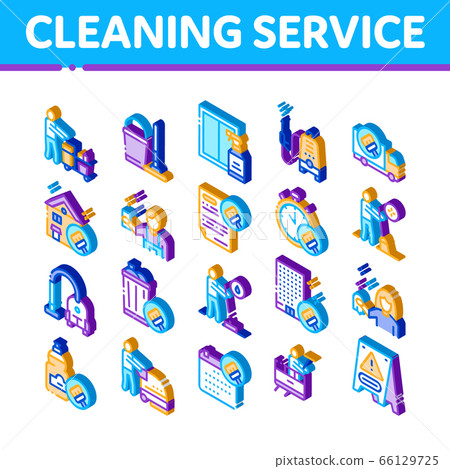 Cleaning Service Tool Isometric Icons Set Vector 66129725