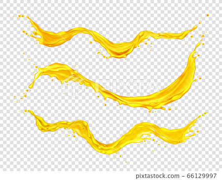 Orange juice splashes, horizontal streams set Orange juice splashes, horizontal streams set 66129997