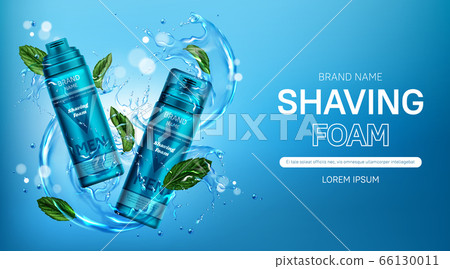 Shaving foam men cosmetic bottles banner with mint Shaving foam men cosmetic bottles banner with mint 66130011