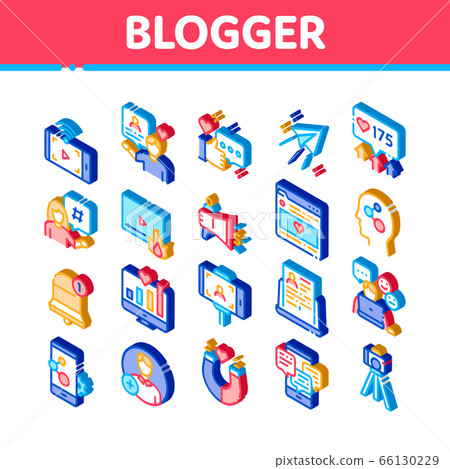 Blogger Internet Social Channel Icons Set Vector 66130229