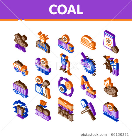 Coal Mining Equipment Isometric Icons Set Vector 66130251