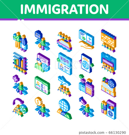 Immigration Refugee Isometric Icons Set Vector 66130290