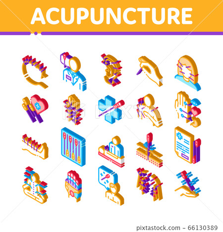 Acupuncture Therapy Isometric Icons Set Vector Acupuncture Therapy Isometric Icons Set Vector 66130389