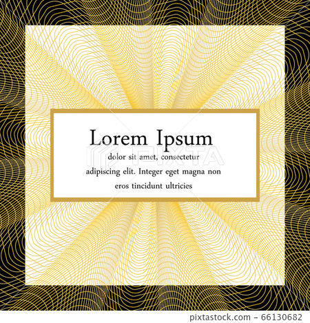 Golden light, beam vector cover, background. Square card design with abstract quilloche irradiate lines Golden light, beam vector cover, background. Square card design with abstract quilloche irradiate lines 66130682