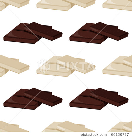 Pieces of dark and white milk chocolate. Seamless pattern. Vector sweet background. 66130757