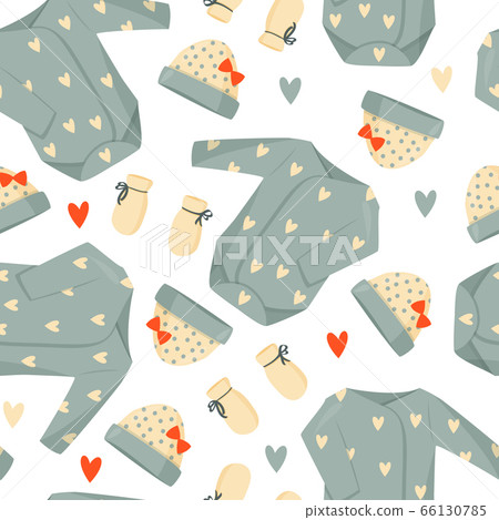 Cute green baby clothes background. Vector seamless pattern. Cute green baby clothes background. Vector seamless pattern. 66130785