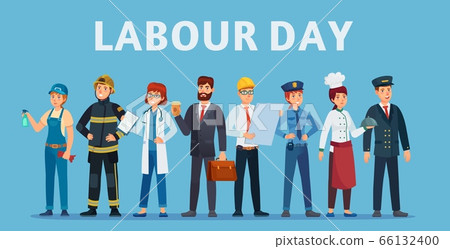 Labour Day Professional Workers Group Happy Stock Illustration 66132400 Pixta