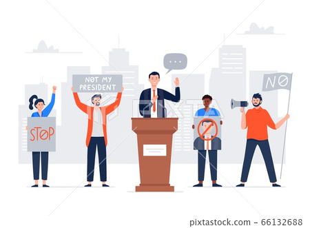 Politician man giving a speech. 66132688