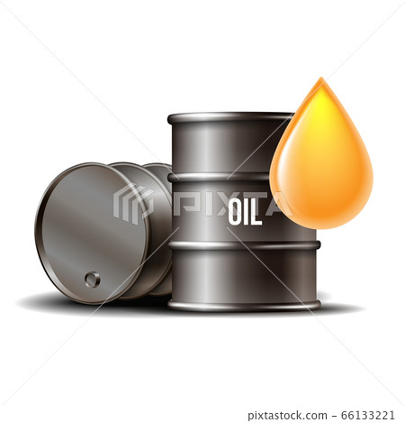 Black oil barrel with oil drop isolated on white 66133221