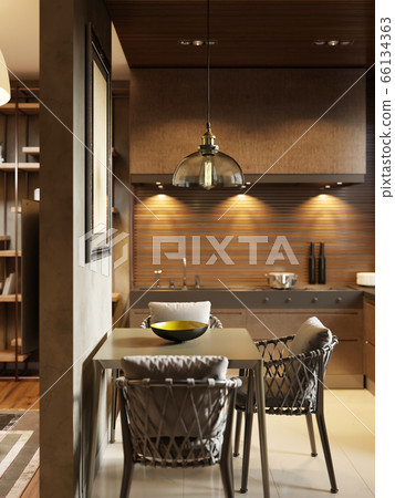 Dining room with contemporary style kitchen in Dining room with contemporary style kitchen in 66134363