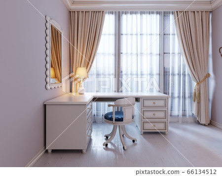 Designer white corner table by the window, with a - Stock Illustration ...