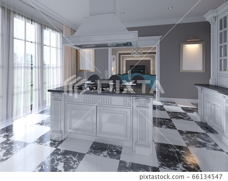 Modern art deco style kitchen with trendy black Modern art deco style kitchen with trendy black 66134547