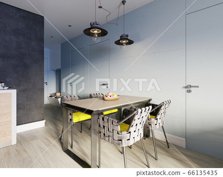 Dining metal table with decor and four designer 66135435