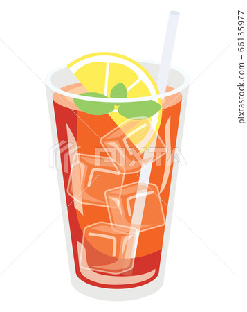 Ice lemon tea in a glass Ice lemon tea in a glass 66135977
