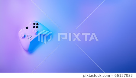 Gamepad in violet snd blue neon colors. 66137082