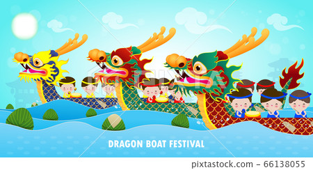 Chinese Dragon boat Race festival with rice... - Stock Illustration ...