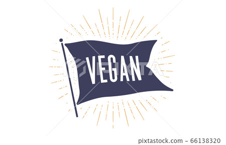 Vegan. Flag grahpic. Old vintage trendy flag 66138320