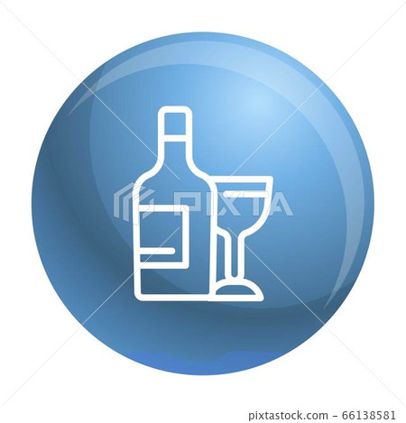 Wine bottle and glass icon, outline style 66138581