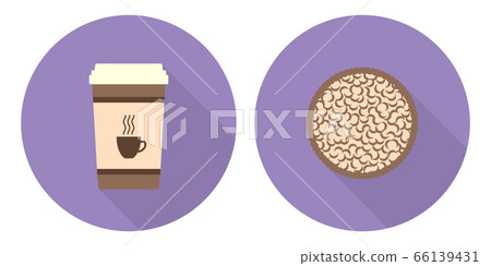 Flat vector cup of coffee and pie Flat vector cup of coffee and pie 66139431