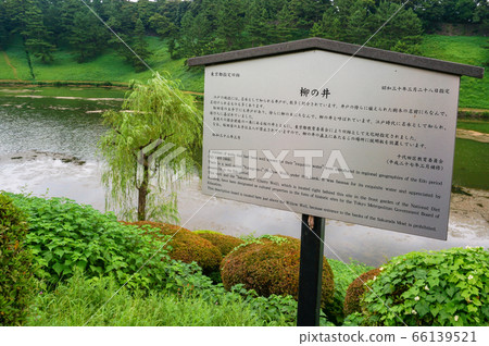 Edo famous water willow well willow and explanation board 66139521