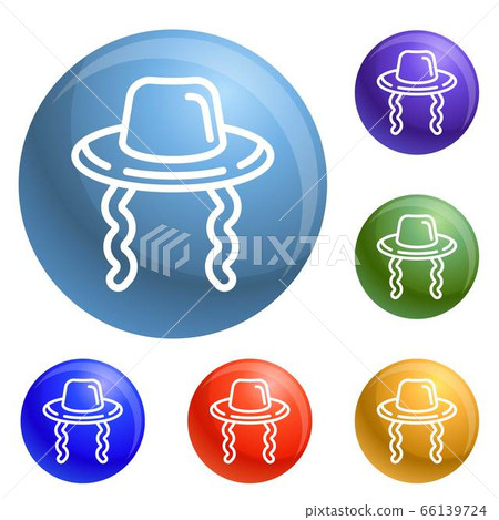 Jewish hat icons set vector 66139724