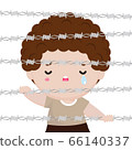 world refugee day, little boy behind barbed wire cartoon character design flat,  Civil war, refugees on boat. migrants. Human immigration isolated on white background vector illustration 66140337